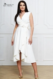 Ecru/bílé hladké midi šaty "Greta"