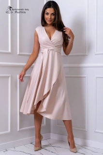 Brokátové zlato-béžové midi šaty "Greta"