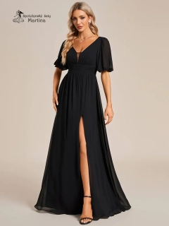 Černé společenské šaty "Andra" s volnými rukávy