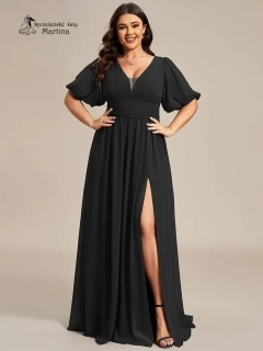 XXL černé společenské šaty "Andra" s volnými rukávy