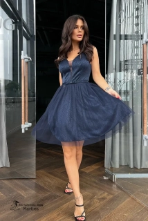 Tmavě modré krátké třpytivé koktejlové šaty "Laurel"