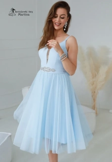 Midi světle modré tylové společenské šaty "Babydoll"