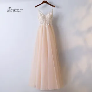 Champagne svatební boho šaty - vel. 36