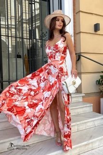 Pomerančové dlouhé letní šaty "Bithia"