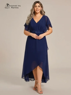 Tmavě modré asymetrické plus size šaty "Calante"