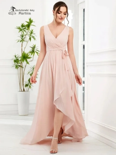 Růžové asymetrické šaty na svatbu "Blair" se širokými ramínky