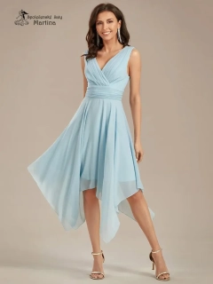 Midi jednoduché světle modré šaty pro různé příležitosti "Reanna"