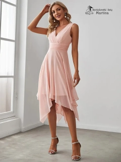 Midi jednoduché světle růžové šaty pro různé příležitosti "Reanna"