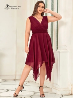Midi XXL jednoduché vínové šaty pro různé příležitosti "Reanna"
