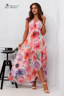 Lehké letní dlouhé šaty s potiskem "Emma" - vlčí máky