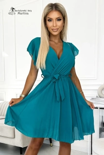 Tyrkysové lehké šaty s volány "Linette"