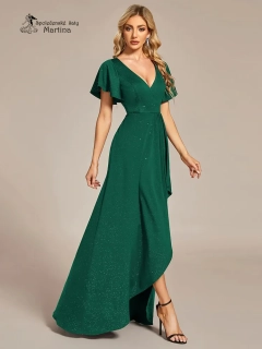 Zelené třpytivé šaty s asymetrickou sukní "Mallory"