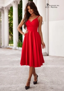 Červené midi hladké šaty "Tifani"