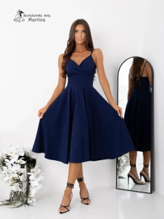 Tmavě modré midi hladké šaty "Tifani"