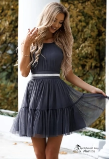 Tmavě šedé tylové koktejlky "Sally" do tanečních