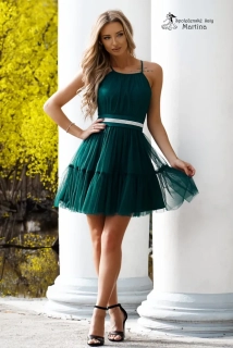 Lahvově zelené tylové koktejlky "Sally" do tanečních