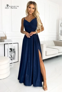 Tmavě modré brokátové společenské šaty "Betty"