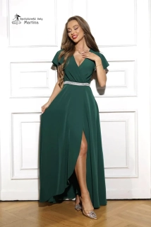 Lahvově zelené asymetrické společenské šaty "Zoja"
