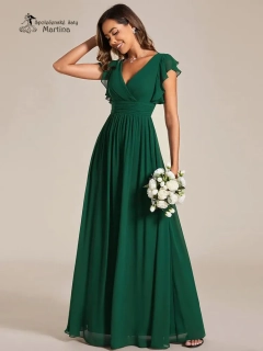 Zelené jednoduché elegantní šifonové šaty s rukávkem "Madison"