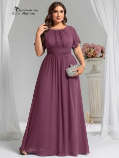 Šeříkové šifonové šaty s rukávkem a žabičkováním na zádech "Stela"