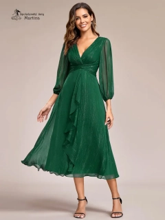 Zelené šaty "Katie" s dlouhým rukávem