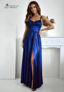 Tmavě modré saténové korzetové maturitní šaty "Gorset"