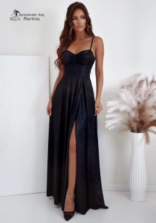 Černé brokátové korzetové maturitní šaty "Gorset"