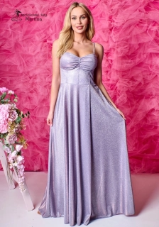 Světle fialové brokátové korzetové maturitní šaty "Gorset"