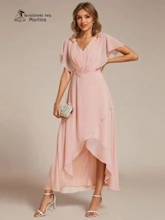 Růžové asymetrické šaty do společnosti "Calante" - vel. 44