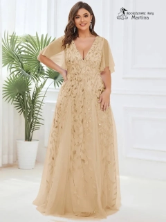 Zlaté společenské šaty "Kim plus size"
