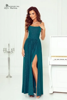 Tyrkysové dlouhé třpytivé společenské šaty "Amelia"