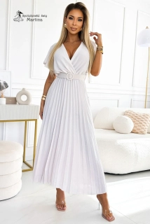 Bílé popůlnoční nebo letní plisované šaty "Gyanor" - vel. UNI