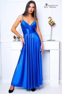 Královsky modré saténové společenské šaty "Lauryn" na tenká ramínka