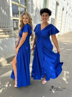 Královsky modré třpytivé asymetrické společenské šaty "Lorin"