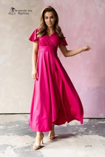 Malinové třpytivé asymetrické společenské šaty "Lorin"