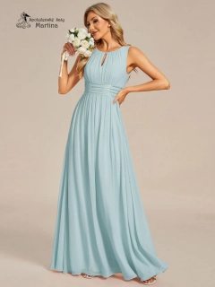 Světle modré společenské šaty "Cherry" s lodičkovým výstřihem