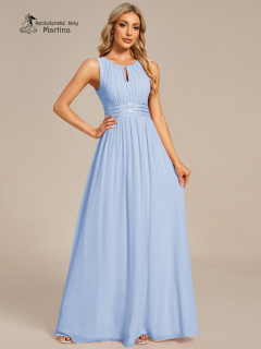 Ledově modré společenské šaty "Cherry" s lodičkovým výstřihem