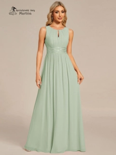 Pistáciové společenské šaty "Cherry" s lodičkovým výstřihem