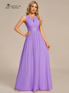 Levandulové společenské šaty "Cherry" s lodičkovým výstřihem