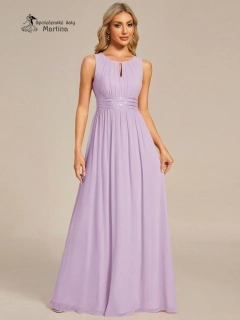 Lila společenské šaty "Cherry" s lodičkovým výstřihem