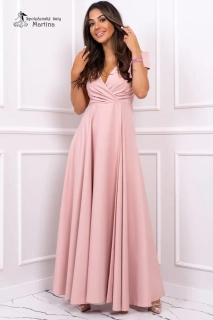Pudrově růžové společenské šaty "Gala" se spadeným rukávem