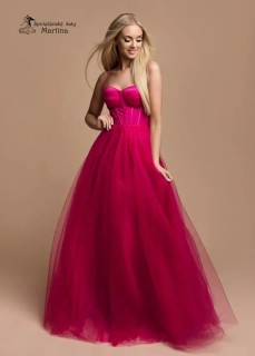 Fuchsiové tylové maturitní šaty "Flora" s korzetem