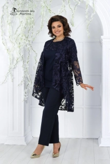 Tmavě modrý 3-dílný kalhotový set "Mary"