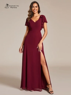 Vínové šifonové šaty "Simone" pro družičku či svatebního hosta