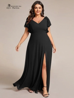 XXL černé šifonové šaty "Simone" pro družičku či svatebního hosta