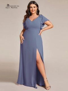 XXL dusty navy šifonové šaty "Simone" pro družičku či svatebního hosta