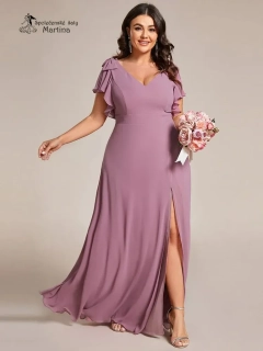 XXL starorůžové šifonové šaty "Simone" pro družičku či svatebního hosta