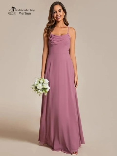 Starorůžové šaty pro družičky či svatebního hosta "Constance" s výstřihem "voda"