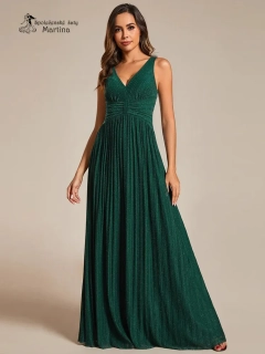 Tmavě zelené dlouhé společenské šaty "Astrid" z jemné žebrované látky