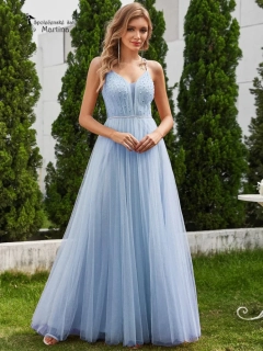 Světle modré šaty s perličkami v živůtku "Tiana"